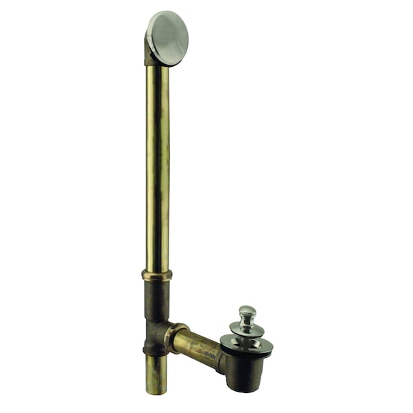 Westbrass Twist & Close Bath Waste, Hidden Overflow -22" Make-Up, 17 Ga. in Satin Nickel D322H-07 (7941817H-07) - main